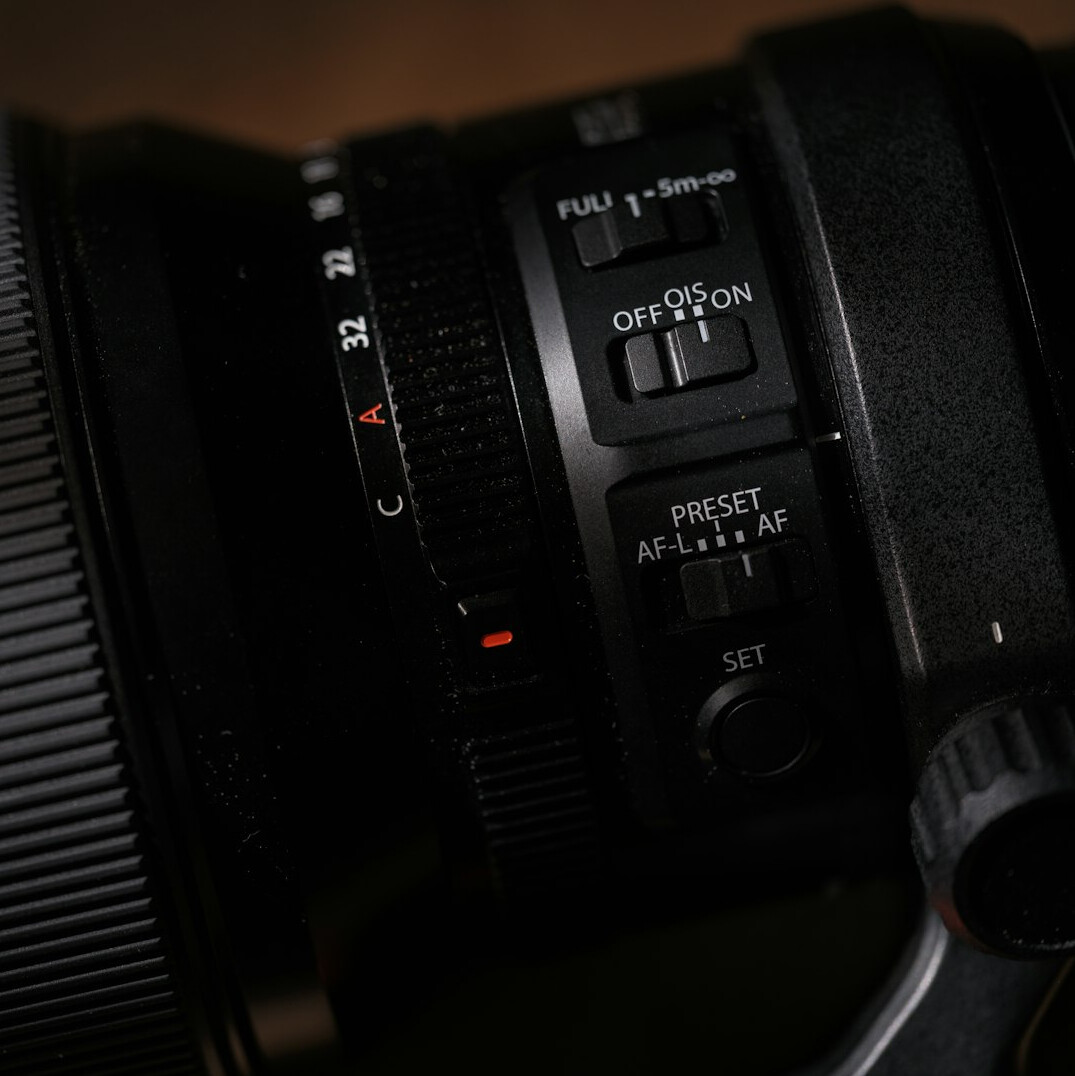 Macro close up of a professional broadcast camera lens